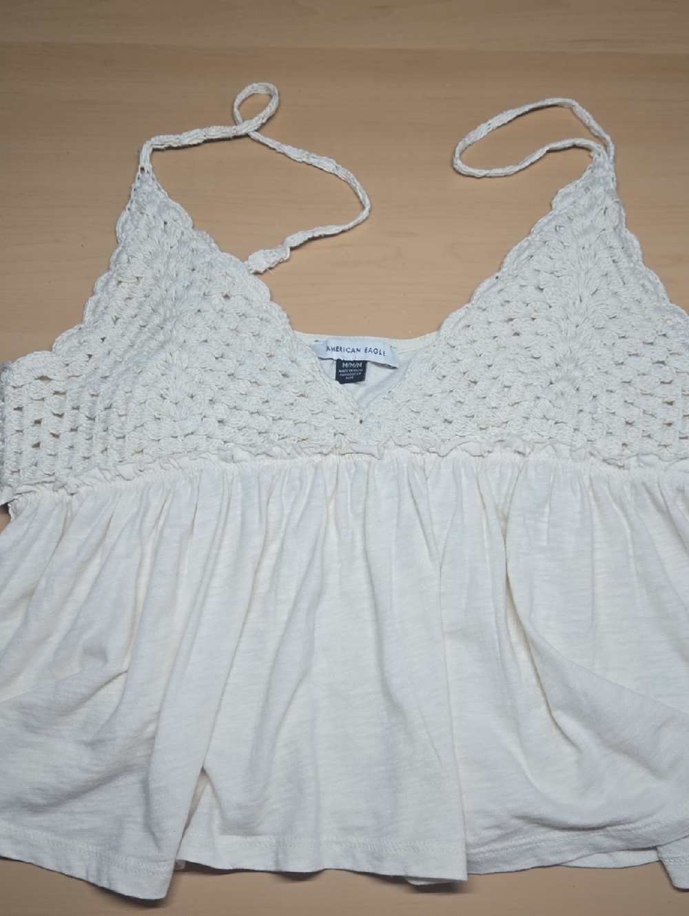 American Eagle Outfitters Cream Crochet-Top Cami